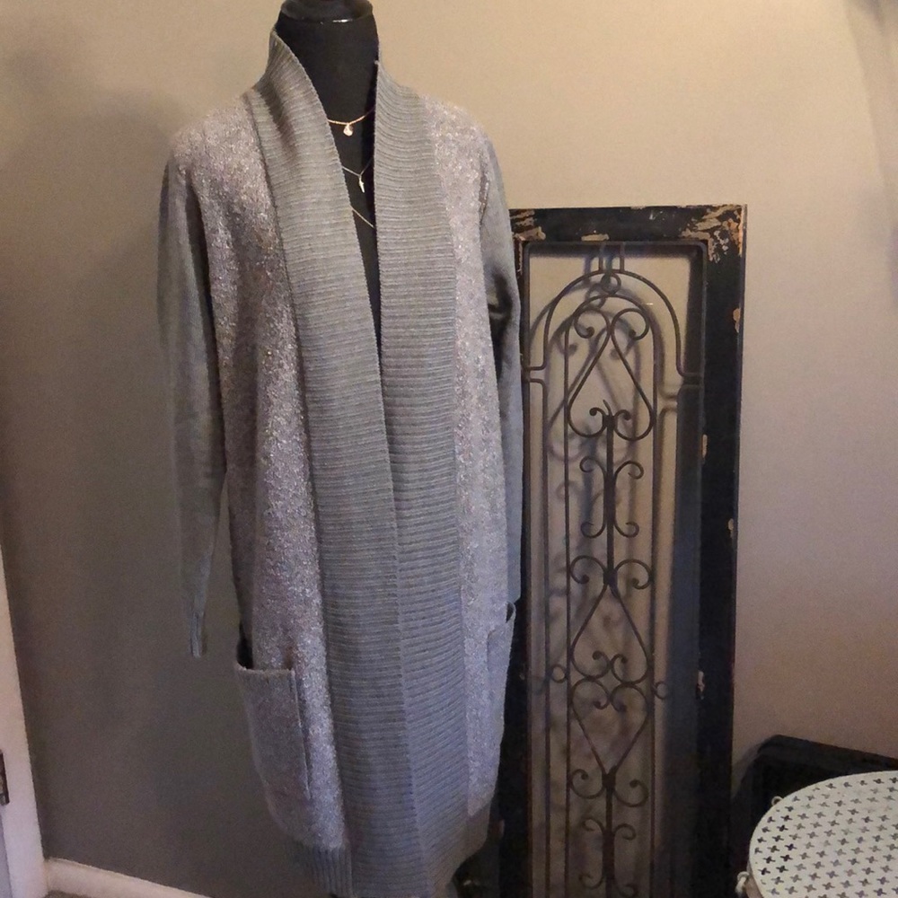 Isaac Mizrahi Cardigan Sweater, grey size small